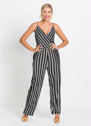 Macac�o de Alcinhas Transpassado (Listrado Preto)