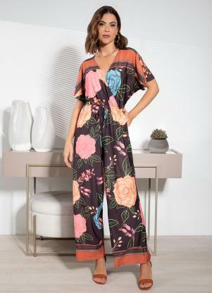 Macac�o (Floral Barrado Preto) em Malha Fria