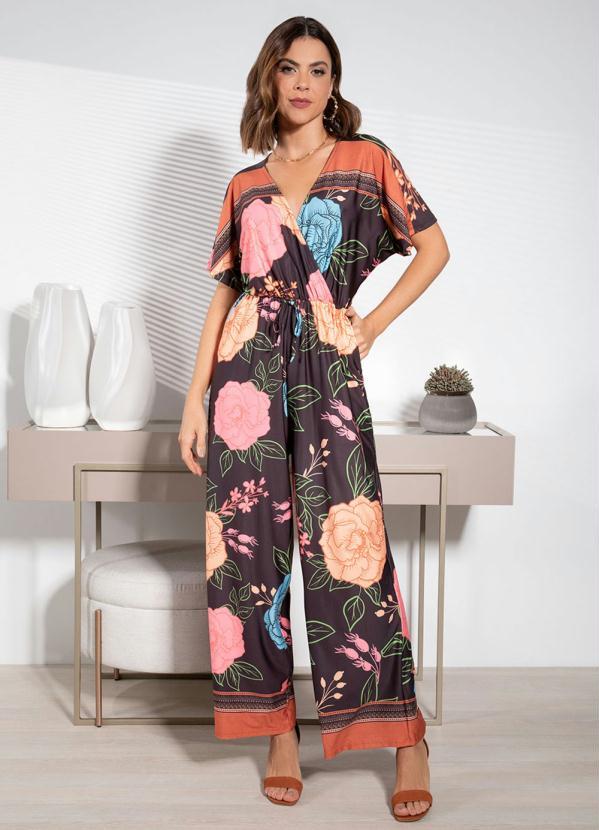Macac�o (Floral Barrado Preto) em Malha Fria