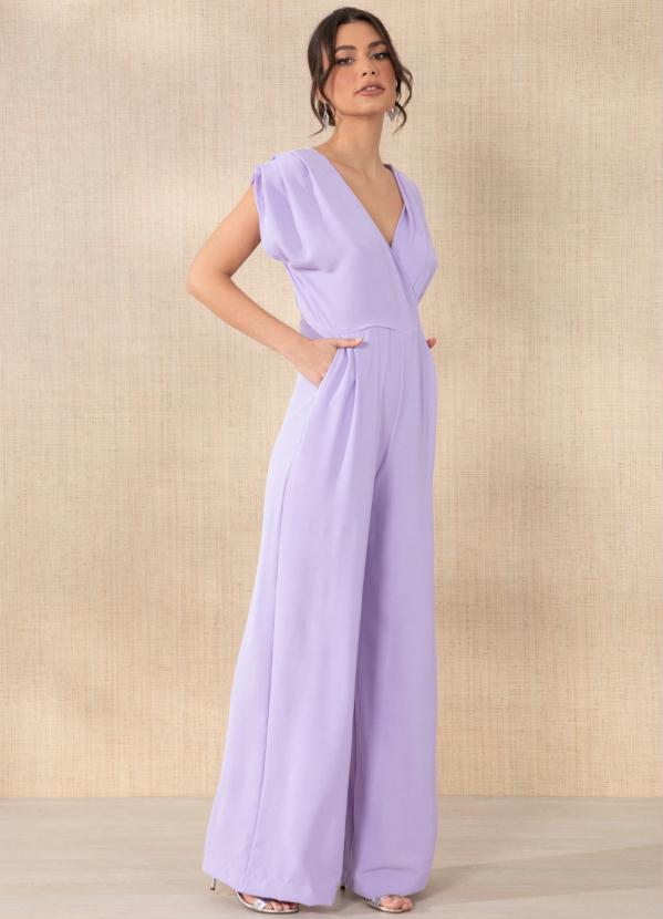 Macacão (Lilás) Transpassado com Bolsos Macacão (Lilás) Transpassado com Bolsos