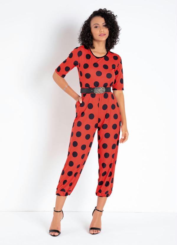 Macac�o (Po� Vermelha) com Bolsos e Amarra��o