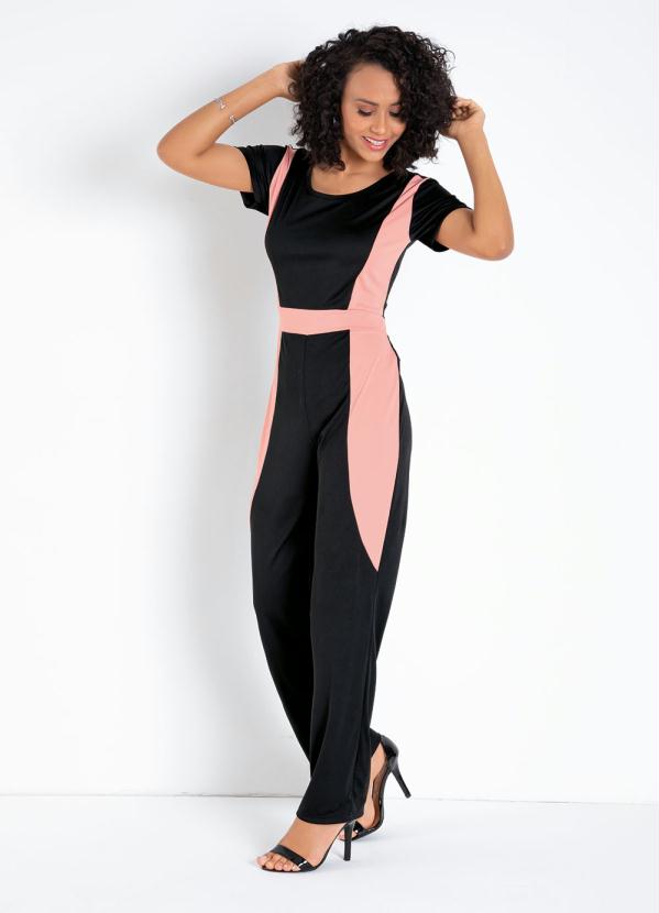 Macacão (Preto) com Amarração no Decote Costas Macacão (Preto) com Amarração no Decote Costas