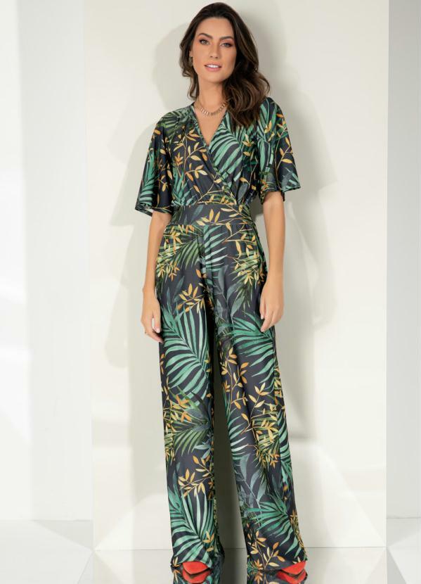 Macacão (Selva Verde) Transpassado com Bolsos Macacão (Selva Verde) Transpassado com Bolsos