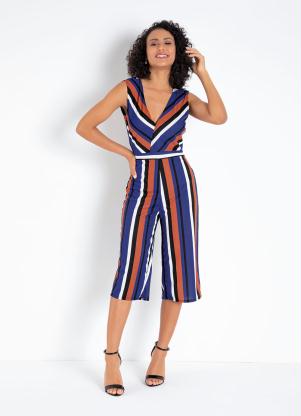 Macac�o (Listrado) com Z�per no Decote