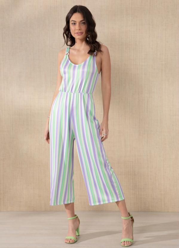 Macacão (Listras Candy) com Argolas nas Alças Macacão (Listras Candy) com Argolas nas Alças