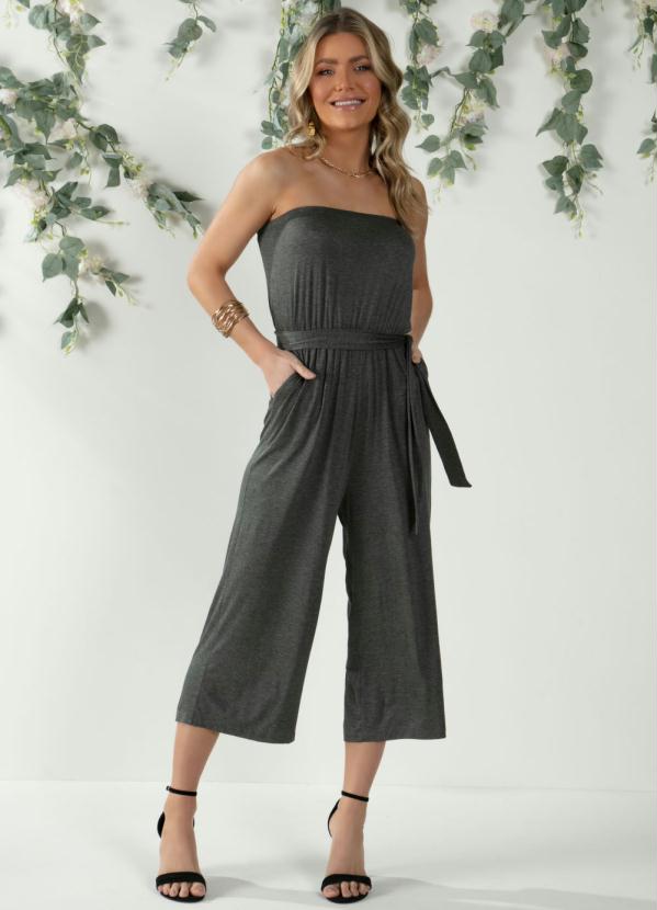 Macacão (Mescla Chumbo) Tomara que Caia com Bolsos Macacão (Mescla Chumbo) Tomara que Caia com Bolsos