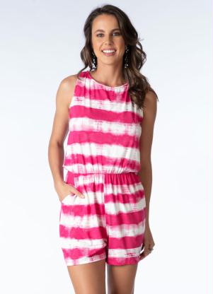 Macaquinho com Amarração Costas (Tie Dye Rosa) Macaquinho com Amarração Costas (Tie Dye Rosa)