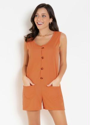 Macaquinho (Ferrugem) com Botões e Bolsos Macaquinho (Ferrugem) com Botões e Bolsos