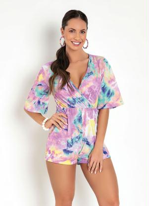 Macaquinho (Tie Dye) com Decote Transpassado