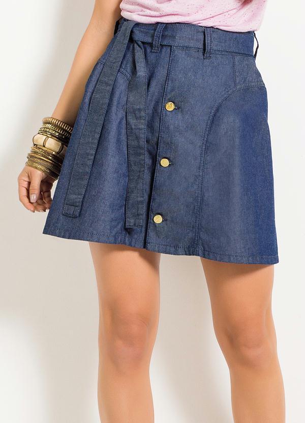 saia jeans botões frontais