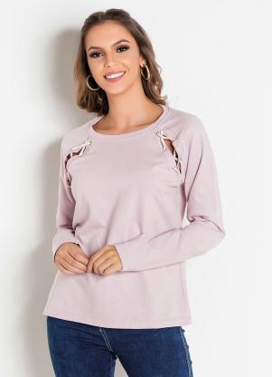 Casaco com Recorte Vazado e Cadar�o (Rosa)