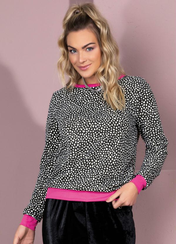 Casaco de Moletom (Bolinhas) com Mangas Longas