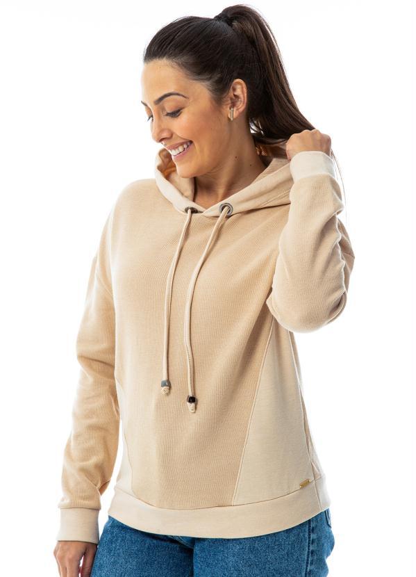 basic moletom com capuz beige