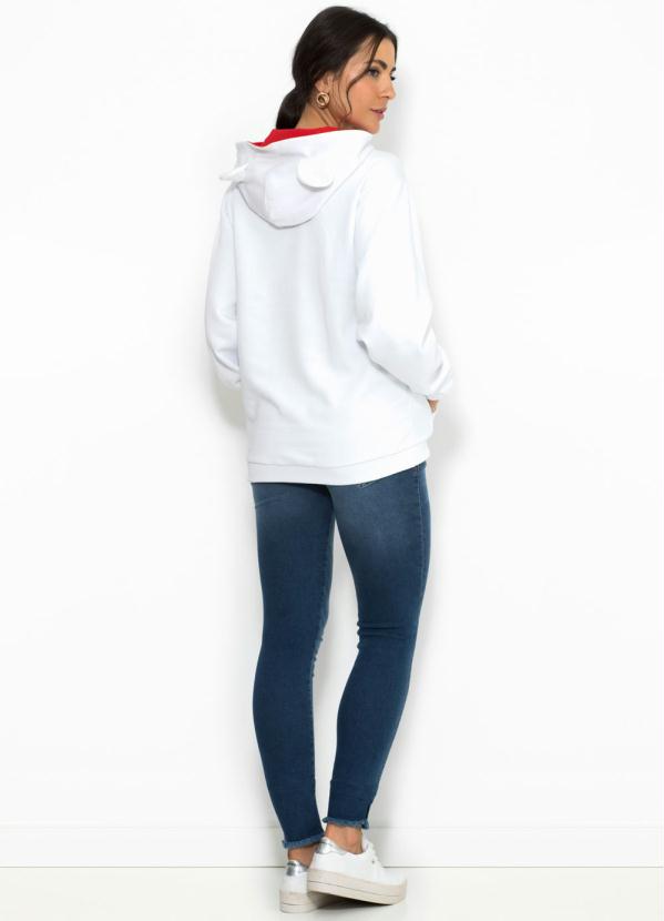 women's white zip up moletom com capuz