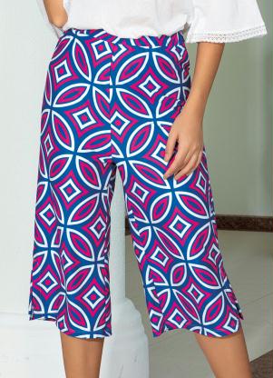 Cal�a Pantacourt (Azul) com El�stico na Cintura