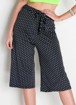 Calça Pantacourt (Poá) com Faixa para Amarração Calça Pantacourt (Poá) com Faixa para Amarração