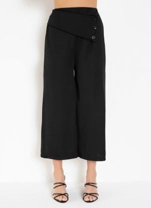 Calça Pantacourt (Preta) com Botões Calça Pantacourt (Preta) com Botões