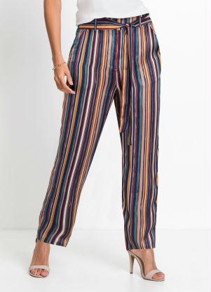 Calça Pantalona Acetinada (Listrada Laranja) Calça Pantalona Acetinada (Listrada Laranja)