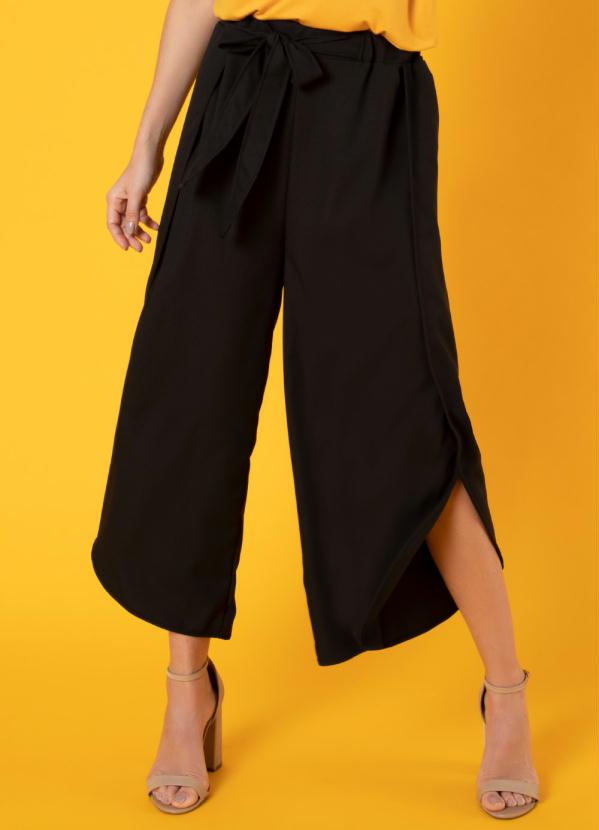 Calça Saia (Preto) com Laterais Transpassadas Calça Saia (Preto) com Laterais Transpassadas