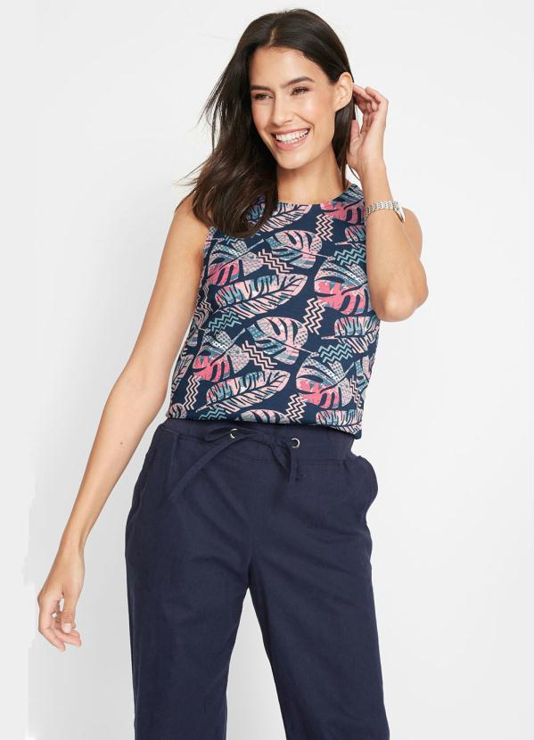 Blusa Regata (Folhagem Azul)