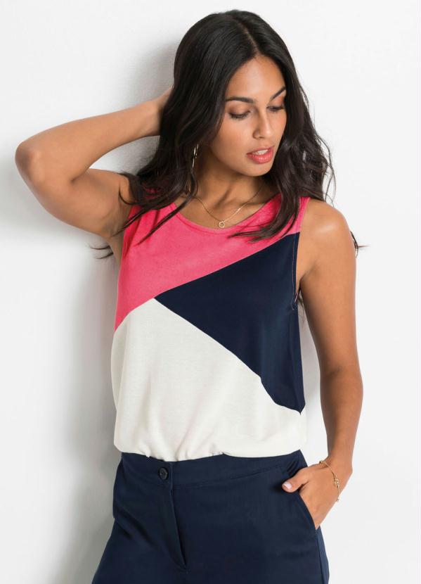 Regata com Recortes Coloridos (Branca) Regata com Recortes Coloridos (Branca)