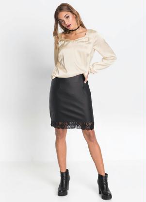Saia em Material Sint�tico com Renda (Preta)