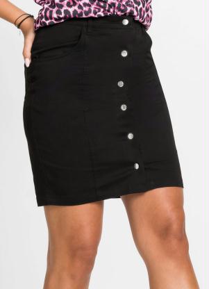 Saia em Sarja com Abotoamento (Preta) Saia em Sarja com Abotoamento (Preta)