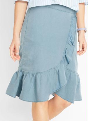 Saia Jeans com Babados (Azul Claro) Saia Jeans com Babados (Azul Claro)