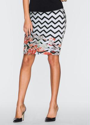 Saia Lápis Estampada (Zig Zag e Floral) Saia Lápis Estampada (Zig Zag e Floral)