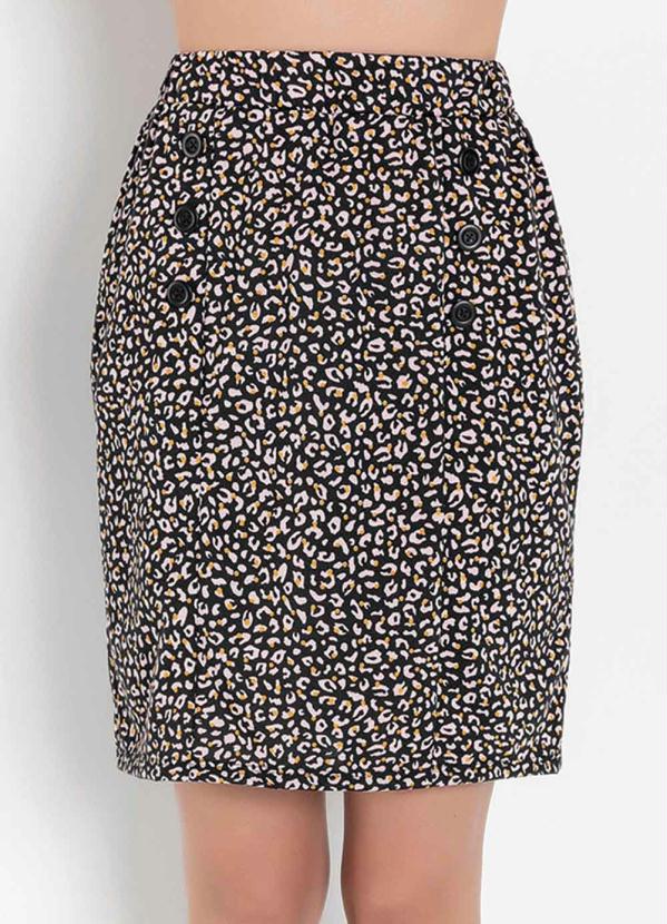 Saia (On�a Rosa) com Bot�es Frontais