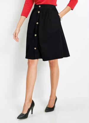 Saia Sarja com Fechamento em Bot�es (Preta)