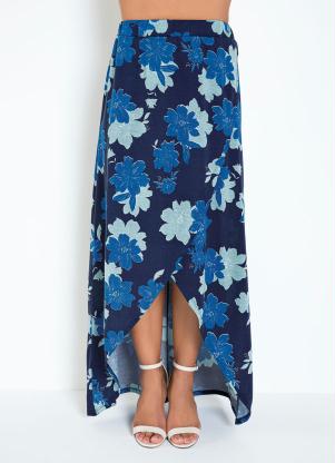Saia (Floral Azul) com Transpasse Moda Evangélica Saia (Floral Azul) com Transpasse Moda Evangélica