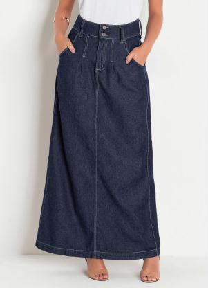 Saia (Jeans Escuro) Longa Moda Evang�lica