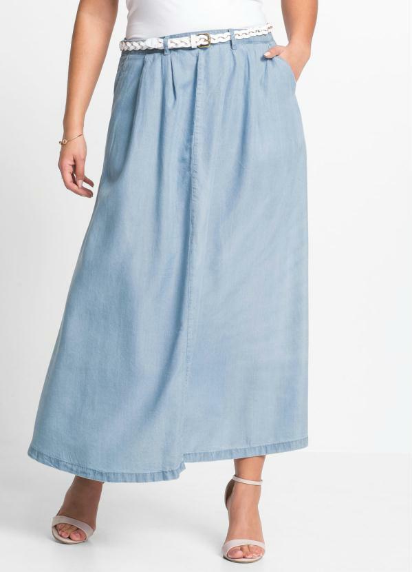 imagens de saia jeans longa