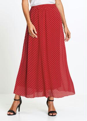 Saia Longa de Chiffon Estampa (Po� Vermelha)