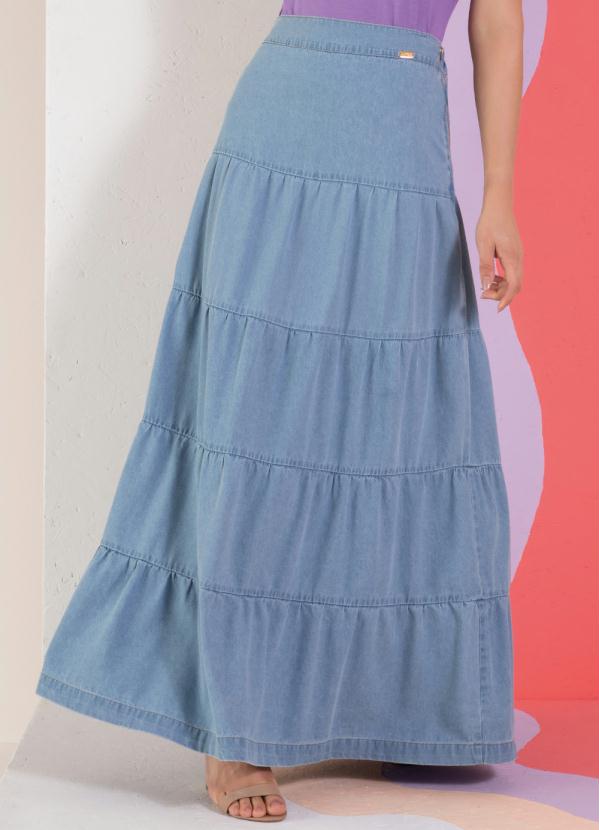 Saia Longa (Jeans Claro) em Camadas