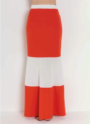 Saia Longa (Laranja e Off White) Moda Evang�lica