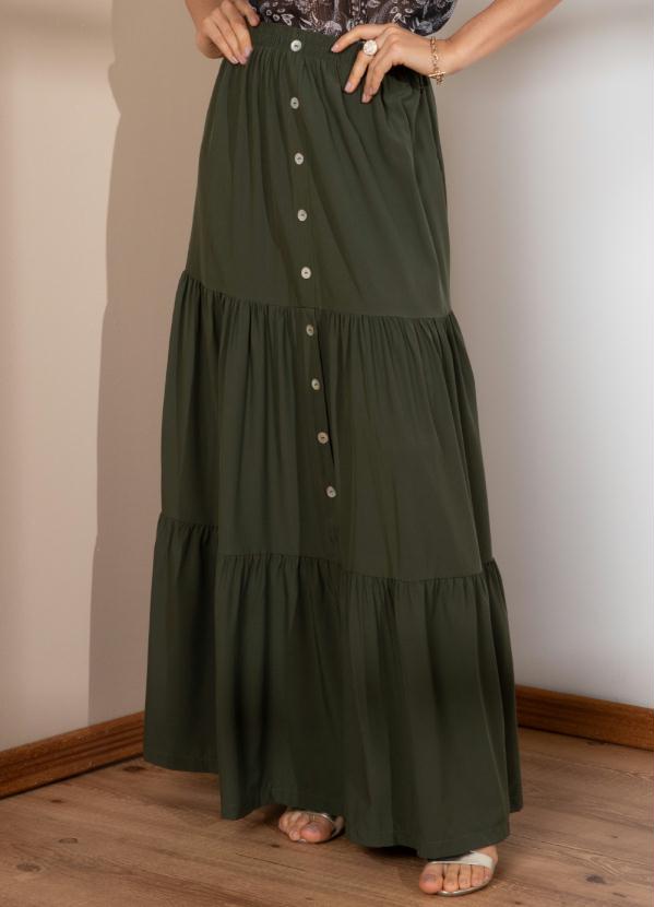 Saia (Verde) Longa com Recortes Franzidos