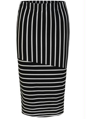 Saia Midi Listrada (Preto)
