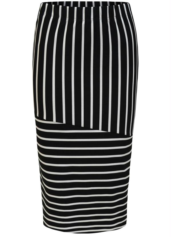 Saia Midi Listrada (Preto)