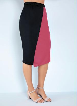 Saia Assimétrica (Preta e Rosa) Moda Evangélica Saia Assimétrica (Preta e Rosa) Moda Evangélica