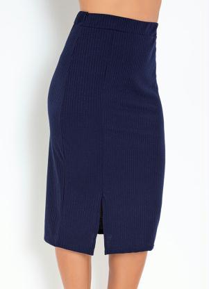 Saia (Azul) com Fenda Frontal Moda Evang�lica