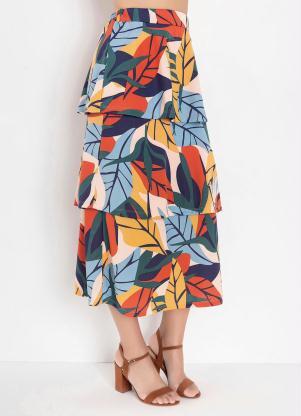 Saia Camadas (Folhas Color) Moda Evang�lica