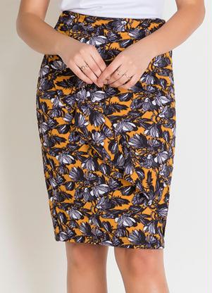 Saia com Babado (Floral Amarela) Moda Evang�lica