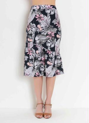 Saia com Babado (Floral Azul) Moda Evangélica Saia com Babado (Floral Azul) Moda Evangélica