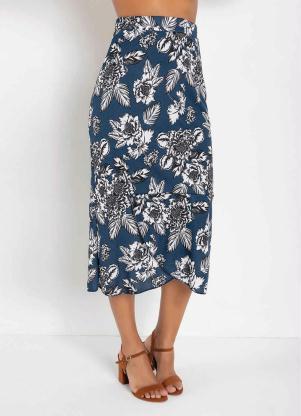 Saia com Babado (Floral Marinho) Moda Evang�lica
