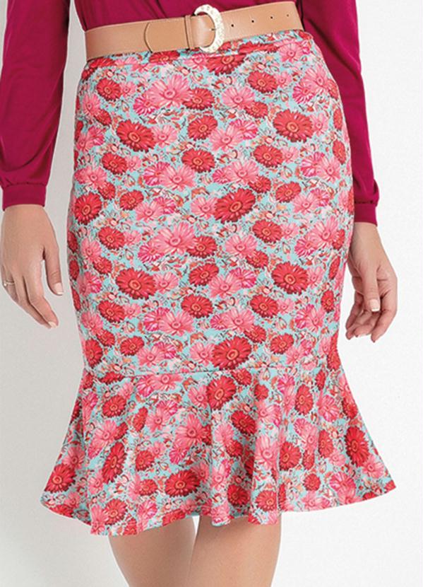 Saia com Babado (Floral Rosa) Moda Evangélica Saia com Babado (Floral Rosa) Moda Evangélica