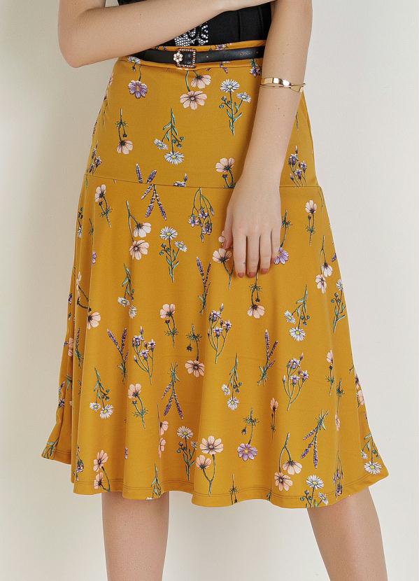 Saia com El�stico (Floral Amarela) Moda Evang�lica
