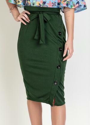 Saia com Faixa e Bot�es (Verde) Moda Evang�lica