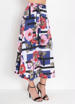 Saia com Faixa (Floral Branca) Moda Evang�lica